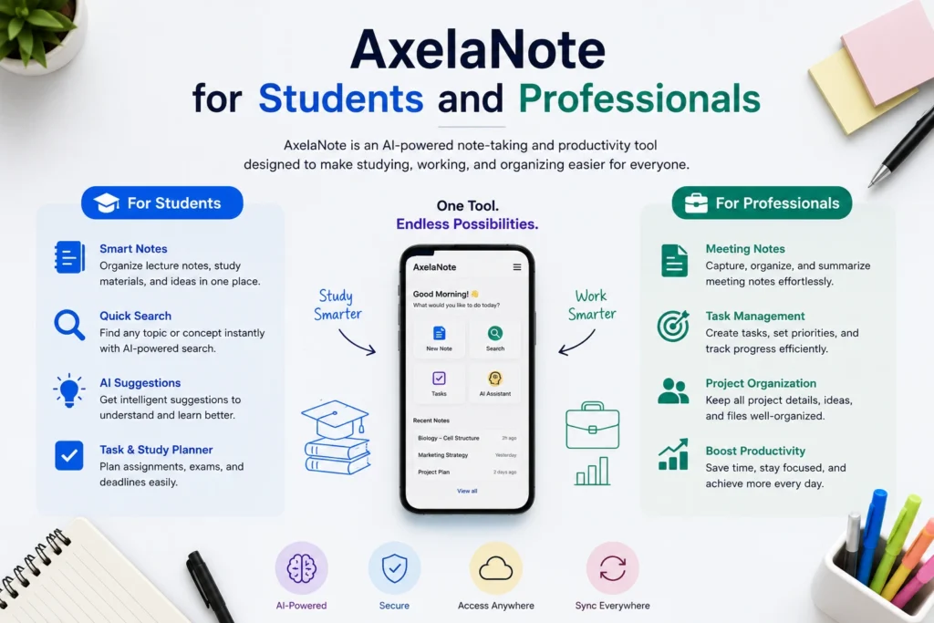 AxelaNote for Students and Professionals