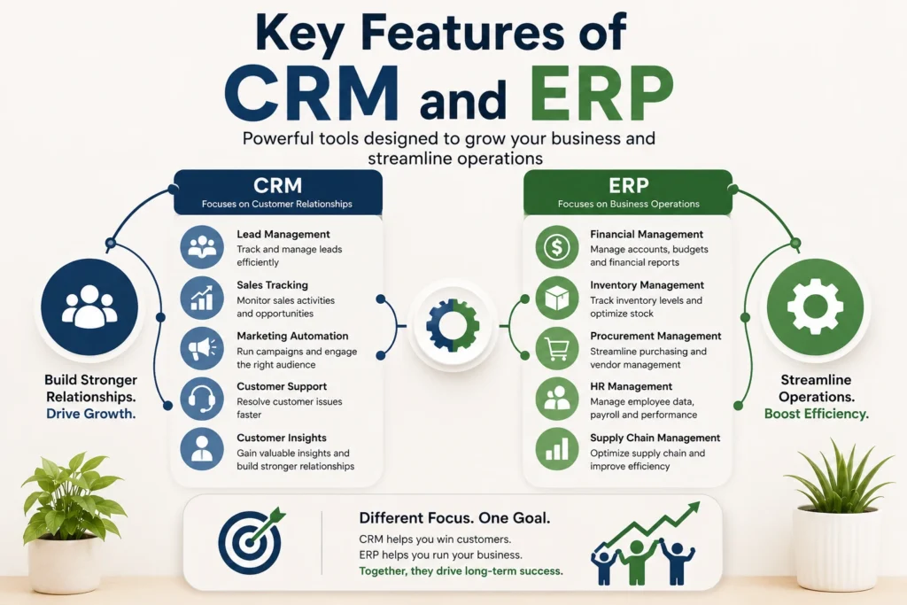Key Features of CRM and ERP
