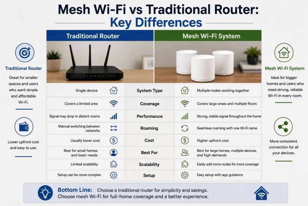 Mesh Wi-Fi vs Traditional Router: Key Differences